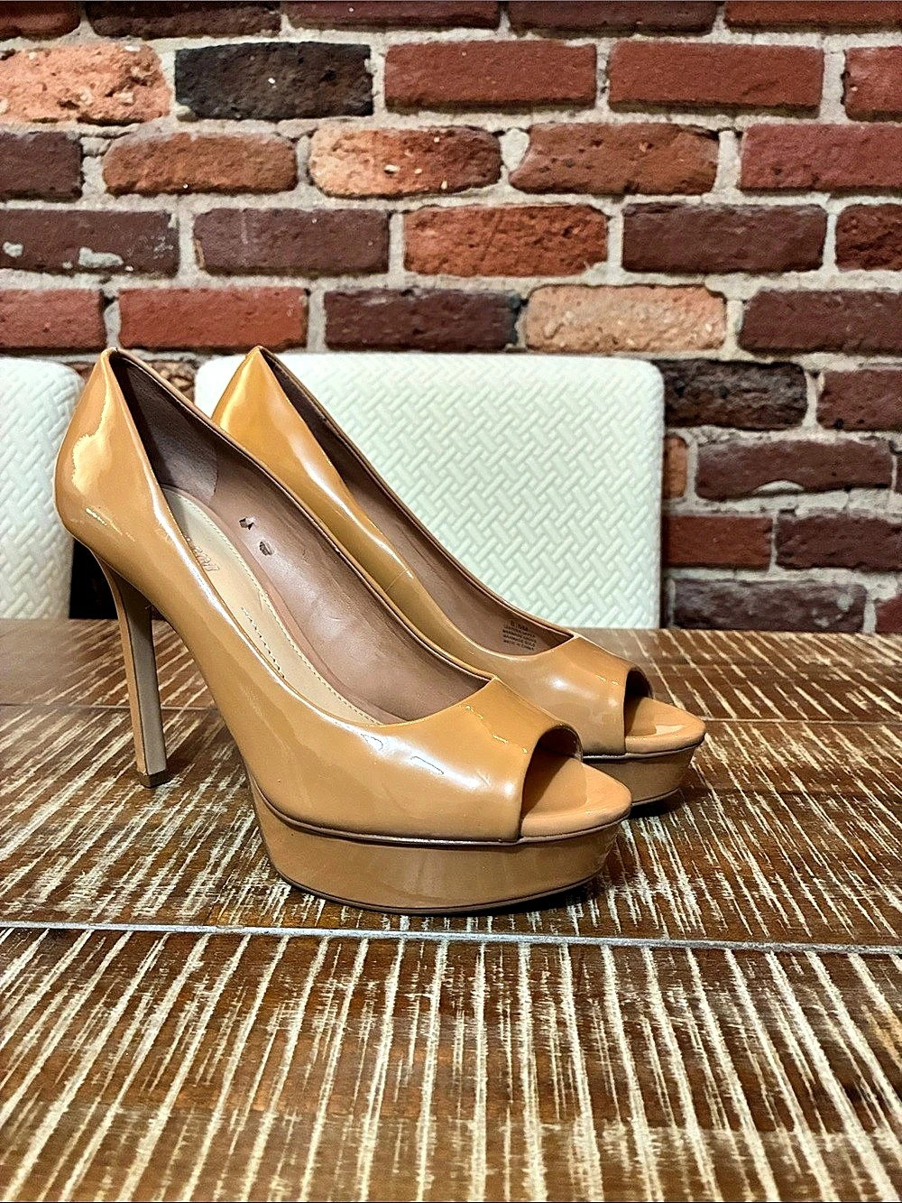 Gianni Bini Peep Toe Platform Heels in Brown